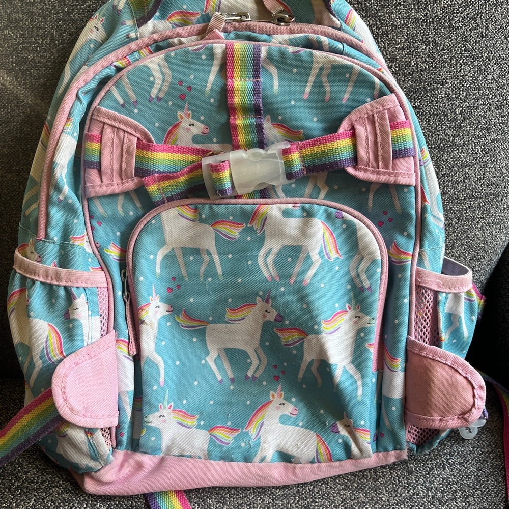 Pottery Barn Unicorn Print Kids Backpack - Pink and Blue